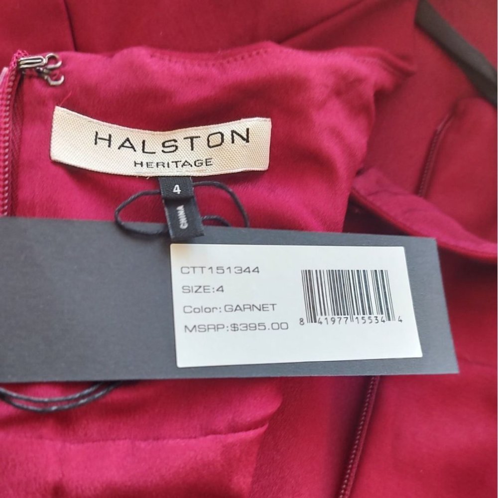 SOLD Halston Heritage Dress sz 4 Plunge Structured Halter Dress Cocktail NEW - Picture 7 of 9